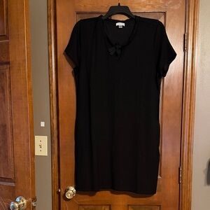 Calvin Klein Black Short Sleeve Tie-Neck Mini Dress